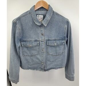 Stoosh Womens L Vintage Denim Cropped Jacket USA‎ Western Country Cowgirl Rodeo